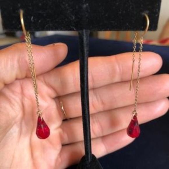 164. Sterling Silver Austrian Crystal Threader Earrings - Picture 5 of 9